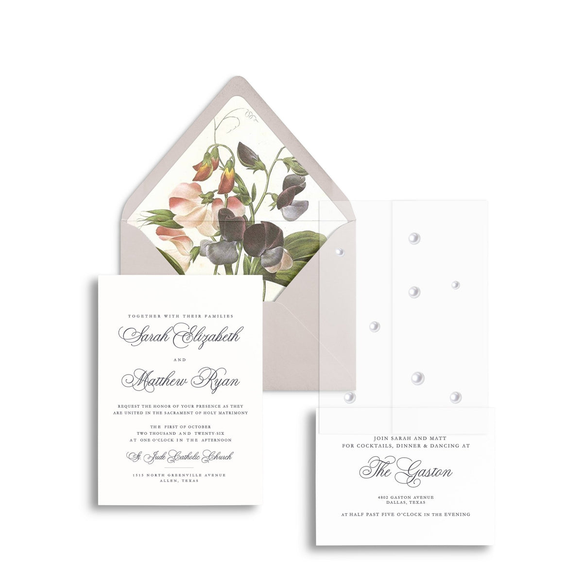 Classic Pearl Wedding Invitations - Two - Piece - Lively House & Home - Wedding Invitations