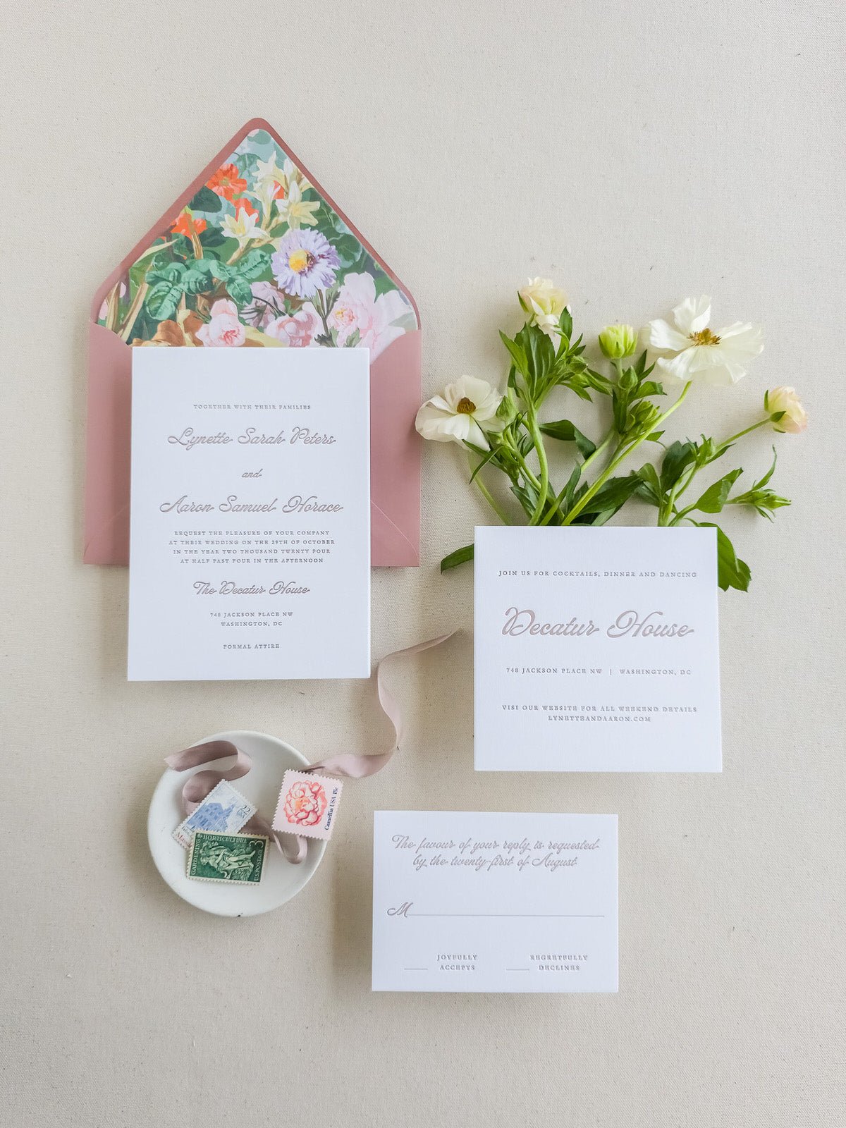 Classic Script Wedding Invitation - Two - Piece - Lively House & Home - Wedding Invitations