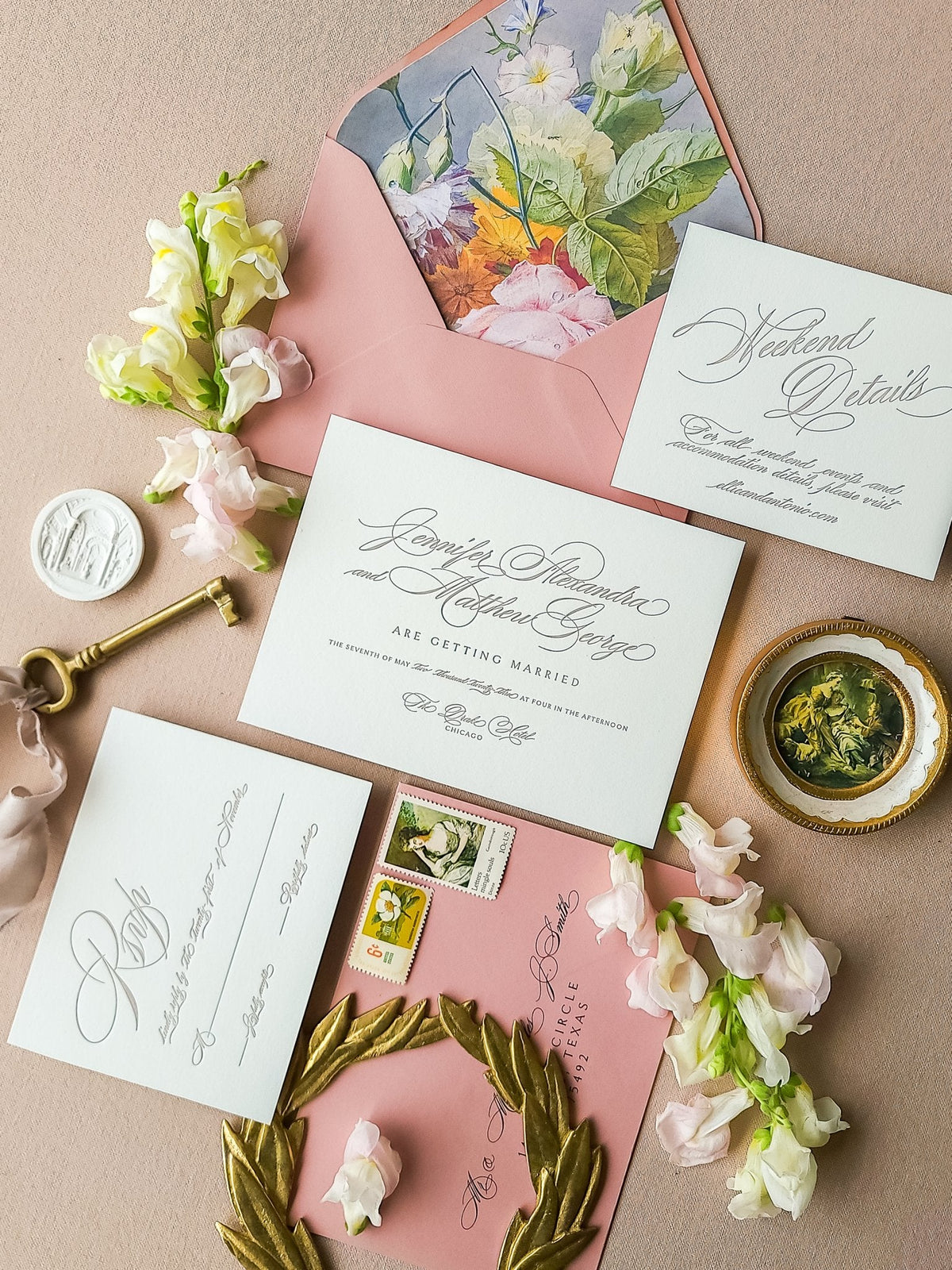 Elegant Script Wedding Invitations - Two - Piece - Lively House & Home - Wedding Invitations