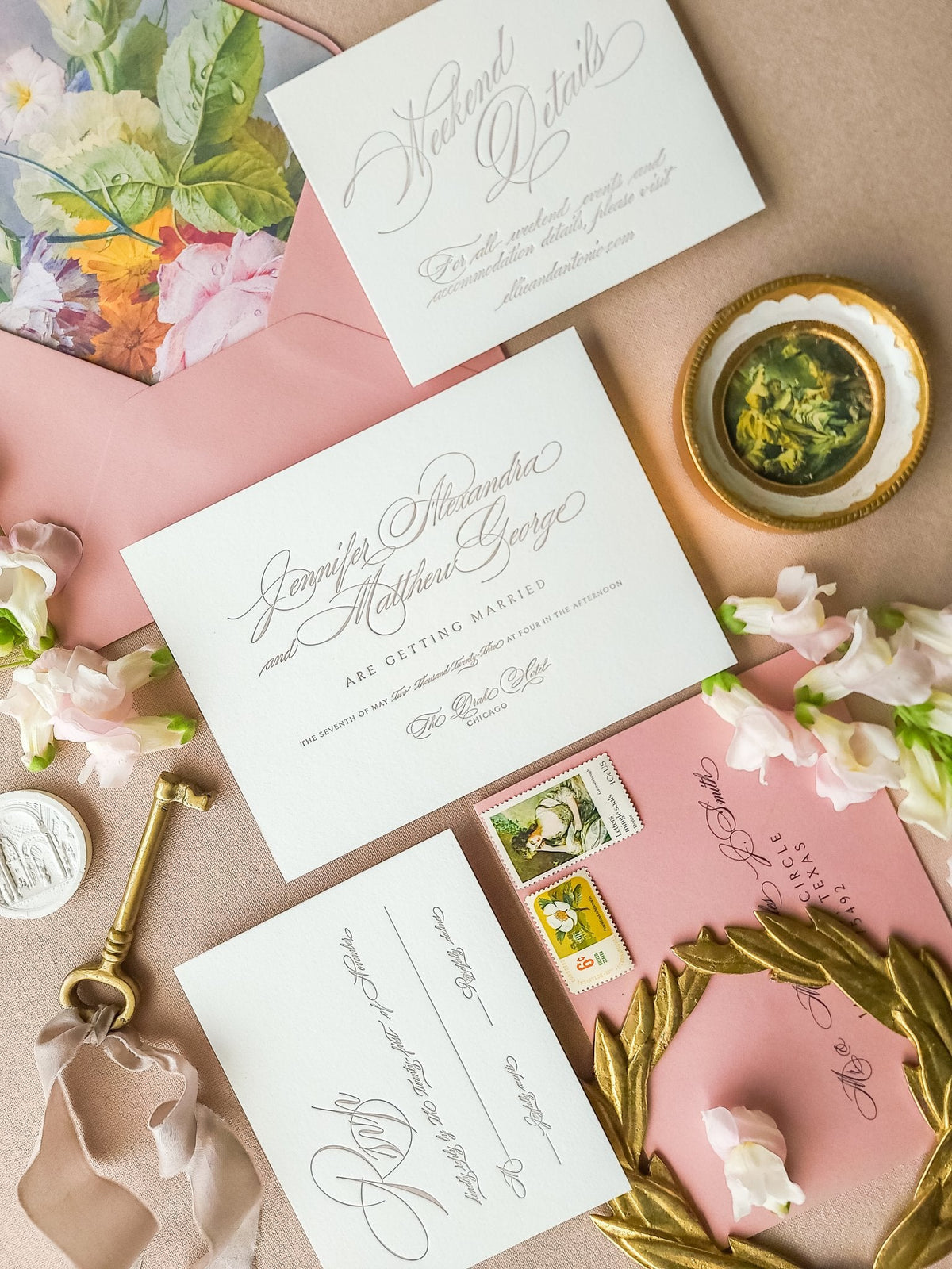 Elegant Script Wedding Invitations - Two - Piece - Lively House & Home - Wedding Invitations
