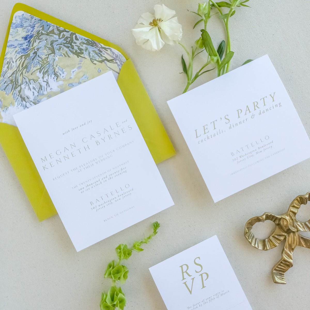Modern Romantic Wedding Invitation - Two - Piece - Lively House & Home - Wedding Invitations