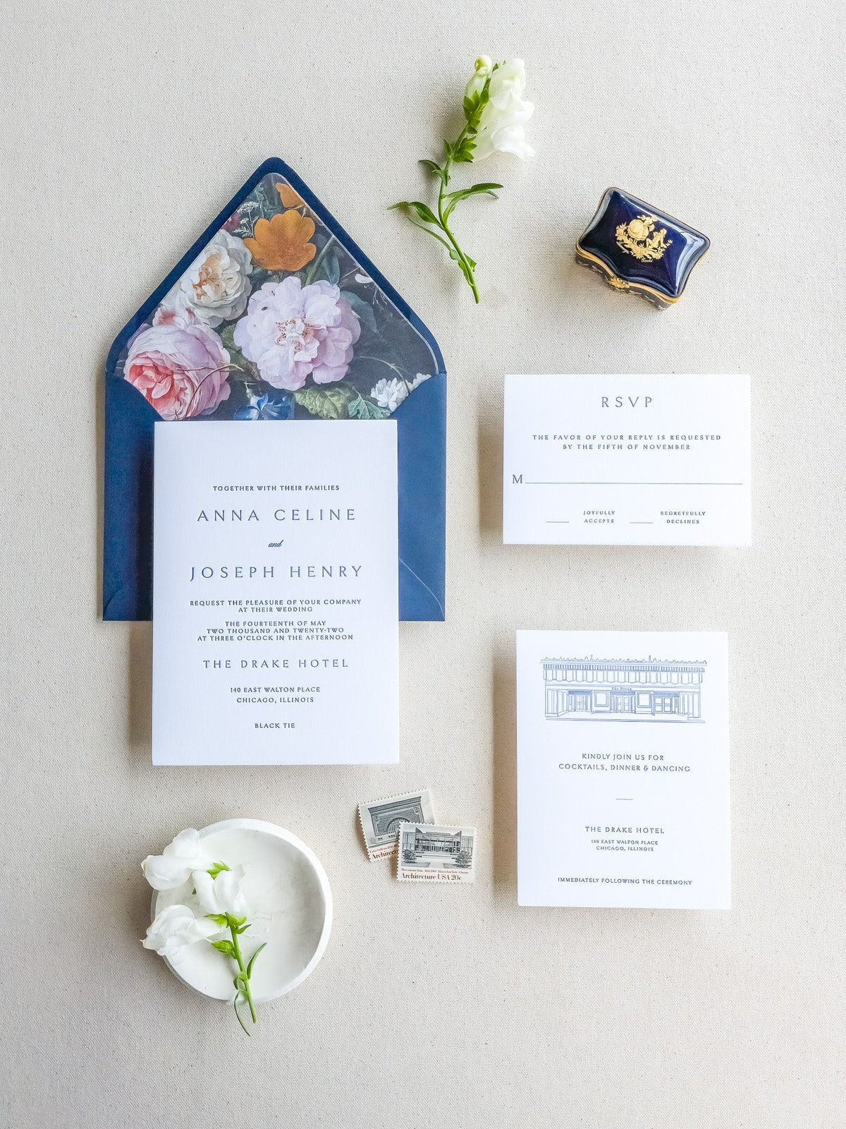 Venue Illustration Wedding Invitations - Two - Piece - Lively House & Home - Wedding Invitations